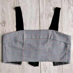 Forever XXI Cont.Plaid Open Back Velvet Crop Top Small
